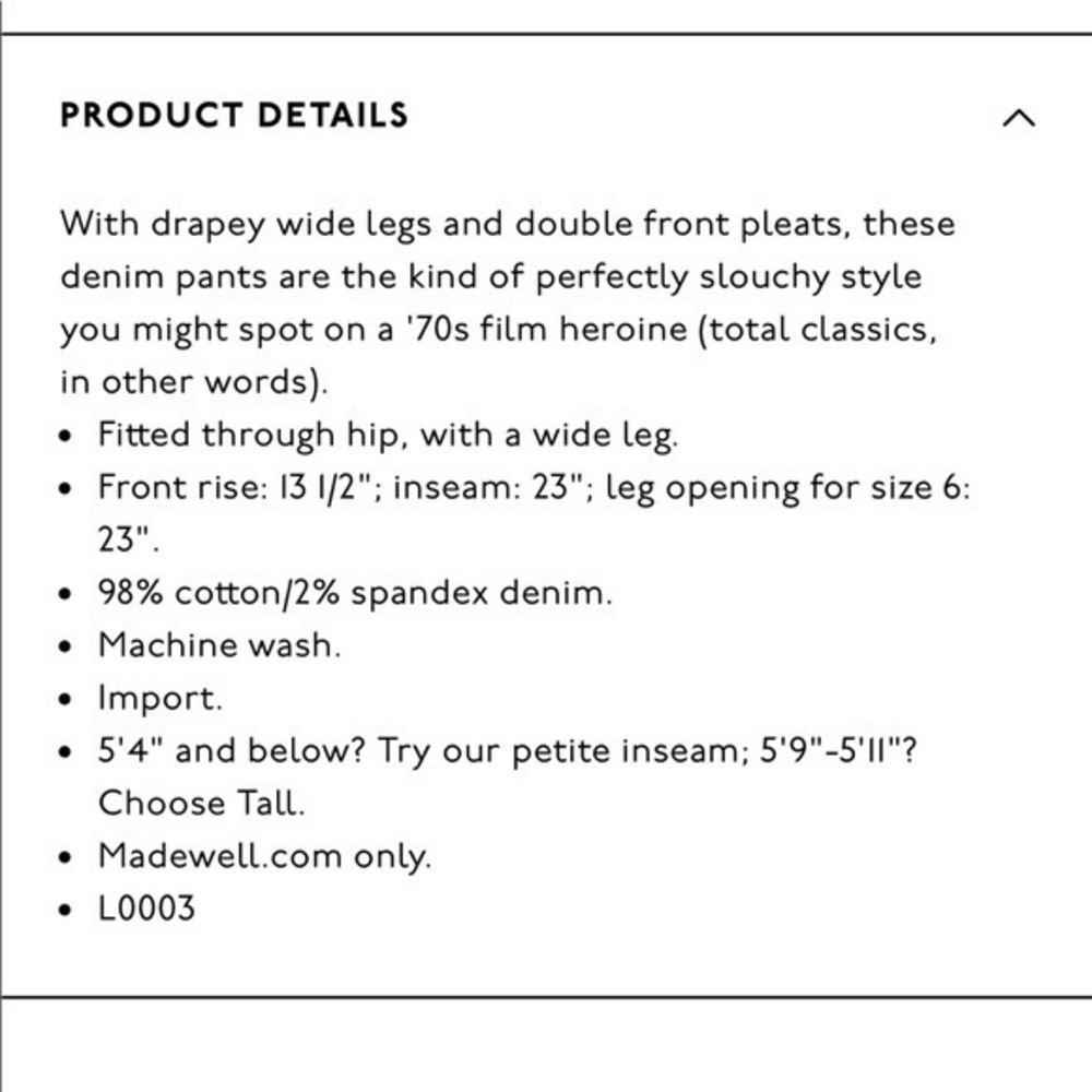 Madewell pleated wide leg jeans. K4982 - Picture 11 of 11